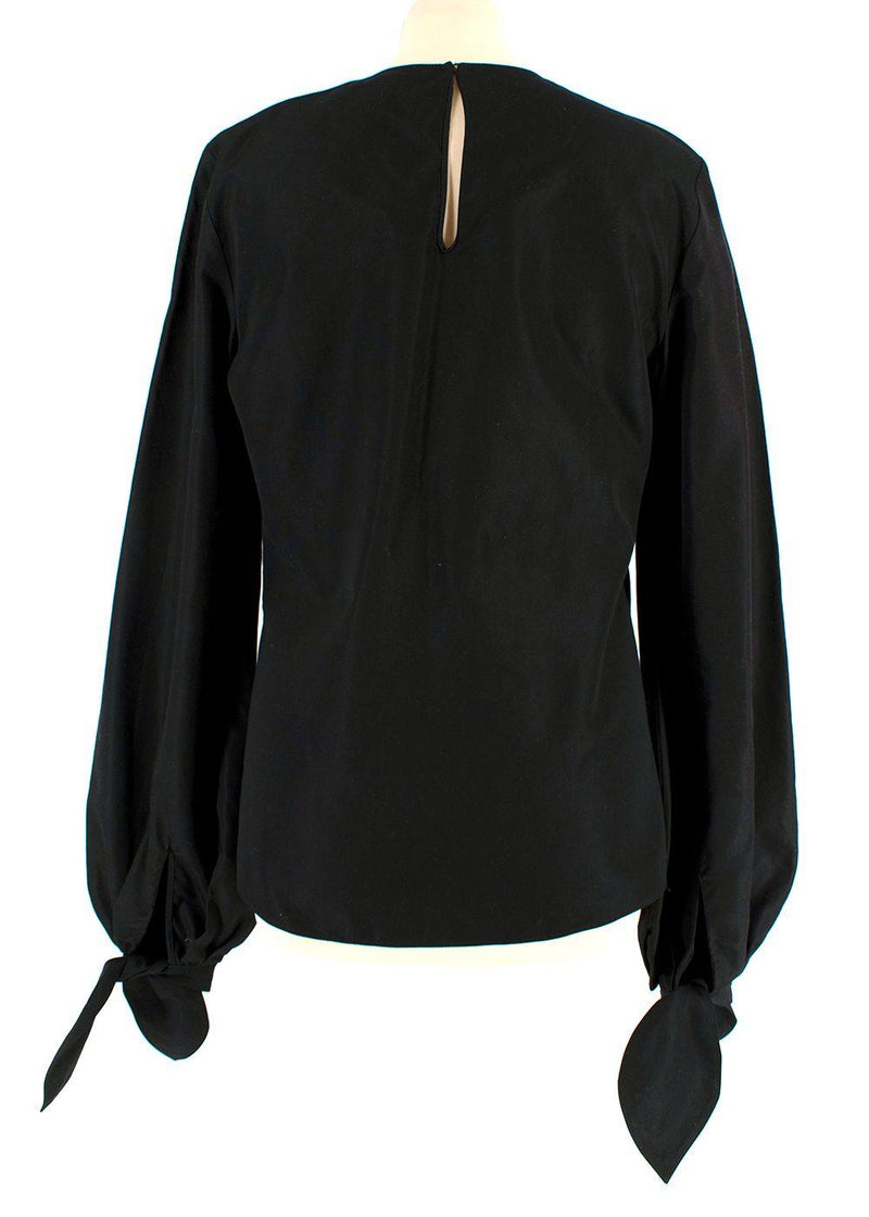 YSL Black Cotton Bow Detail  Blouse