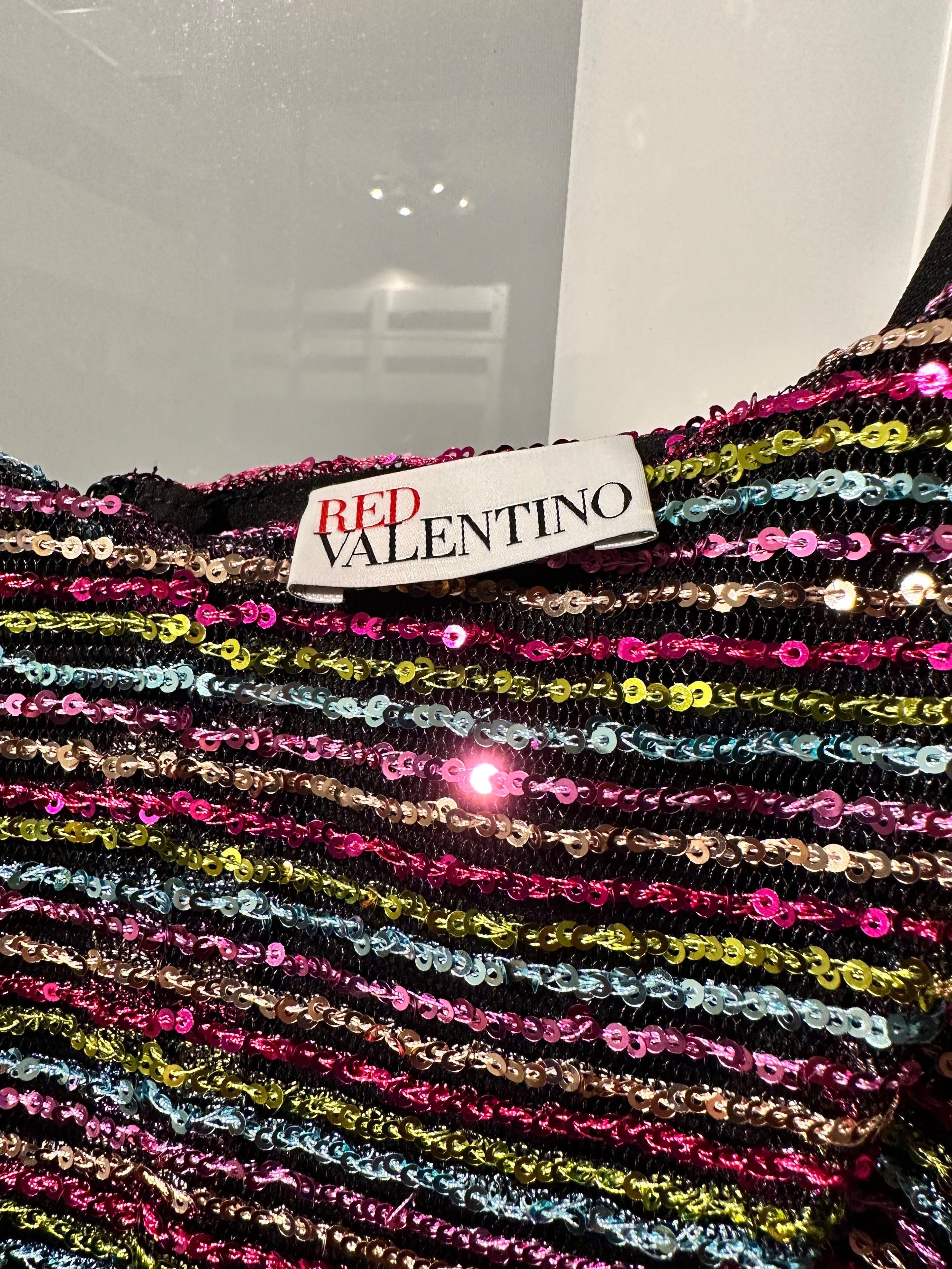 Red Valentino Multicoloured Sequin Tiered Mini Dress