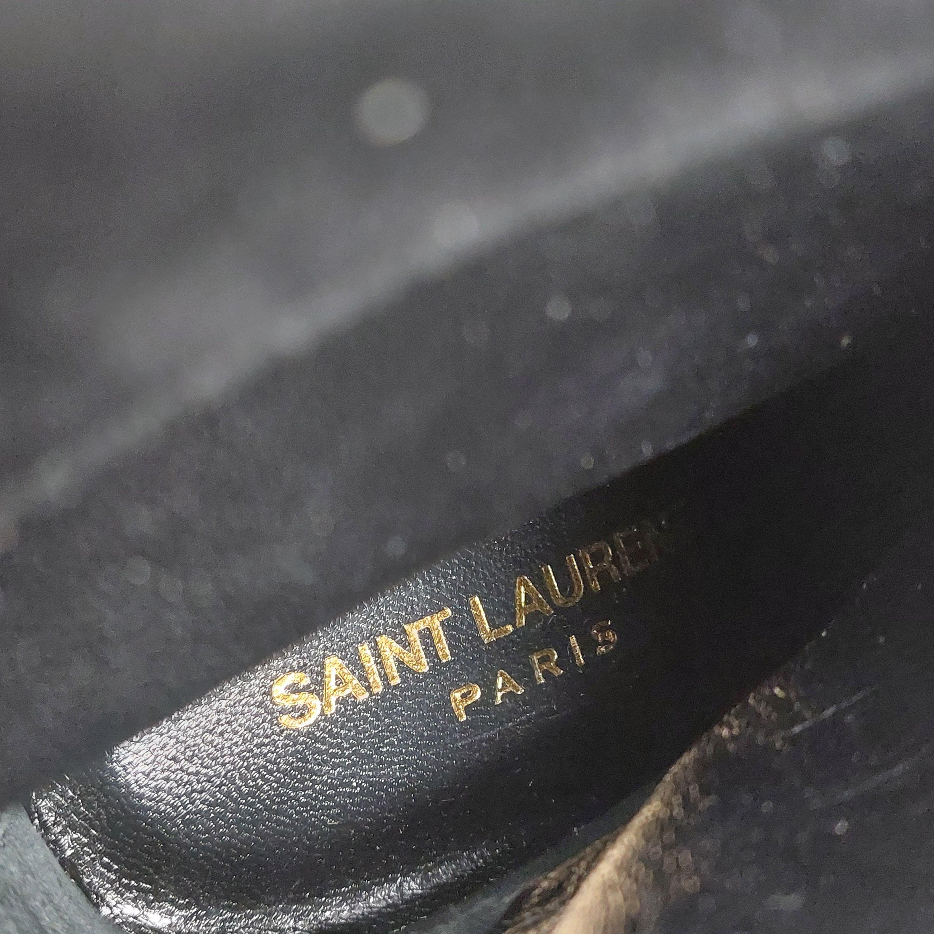 Saint Laurent Black Suede Fold Over Ankle Boots