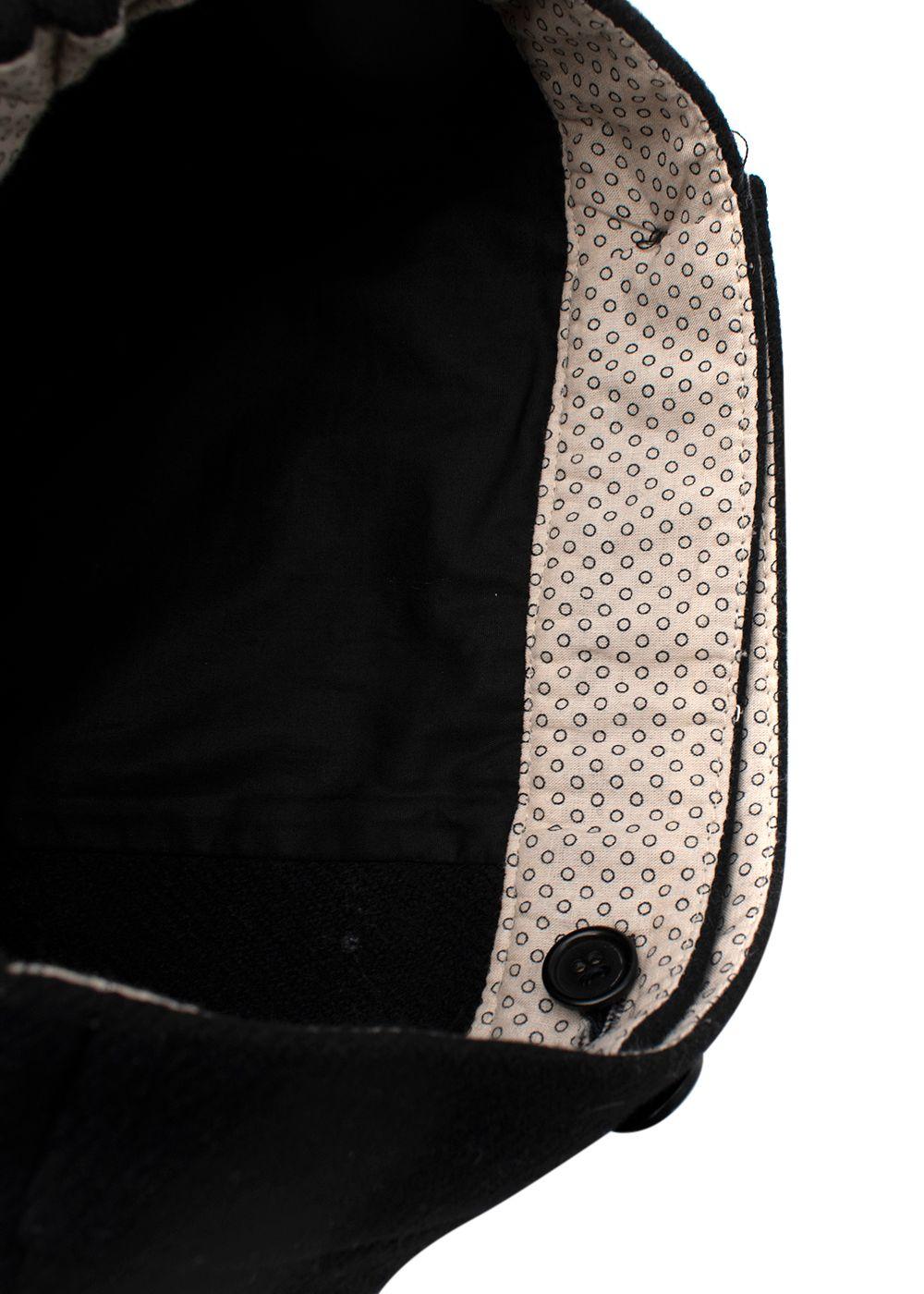 Black Wool-Blend Button Skirt