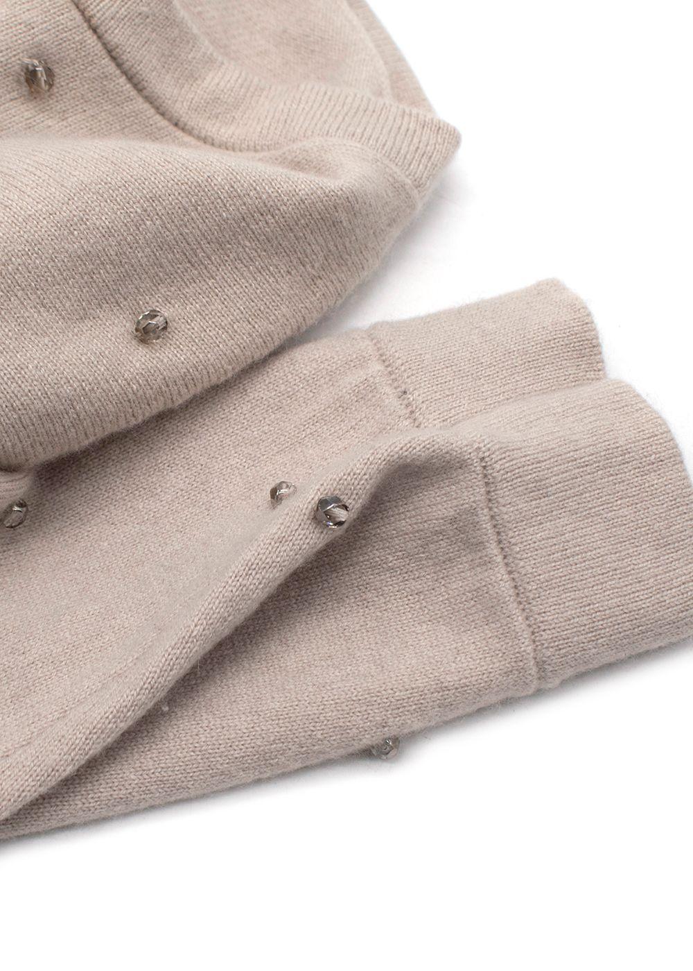 Brunello Cucinelli Beige Embellished Cashmere Knit