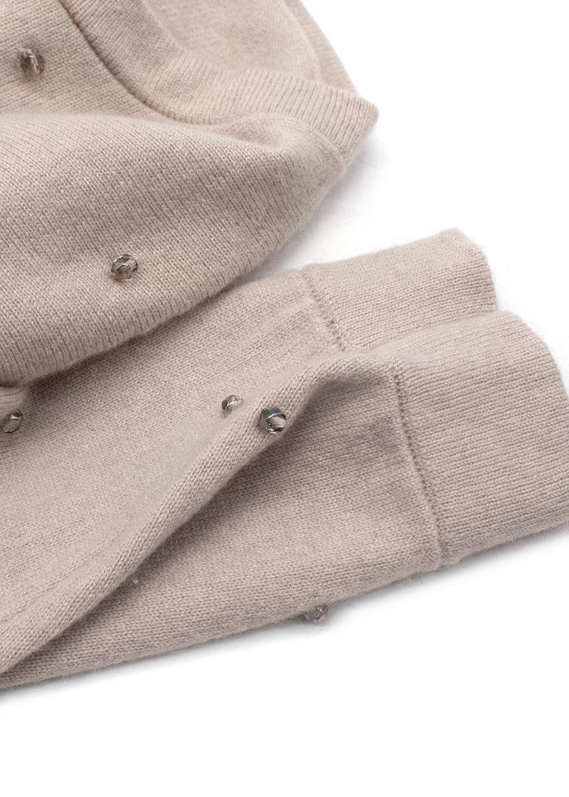 Brunello Cucinelli Beige Embellished Cashmere Knit