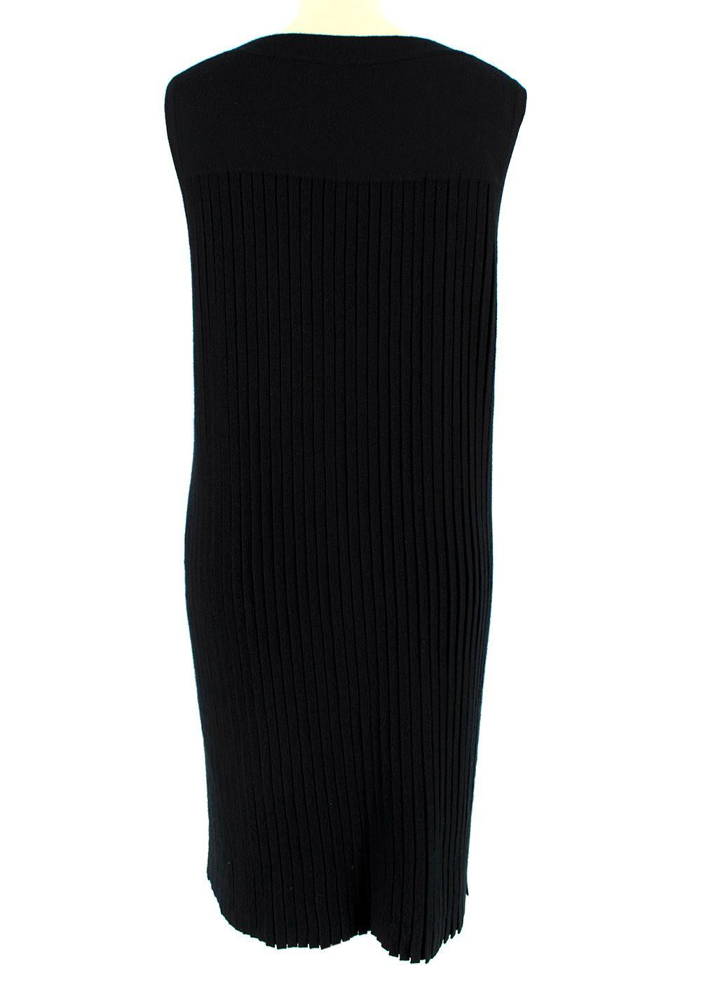 Hermes Black Cashmere Knit Pleated Dress