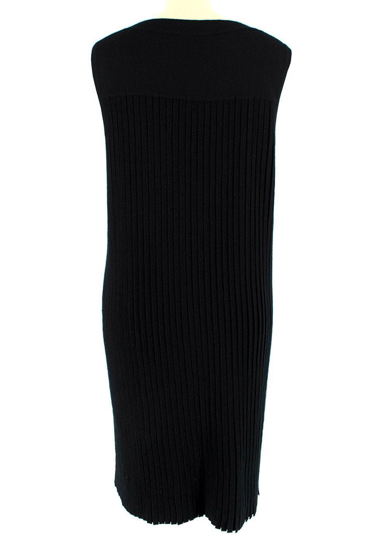 Hermes Black Cashmere Knit Pleated Dress