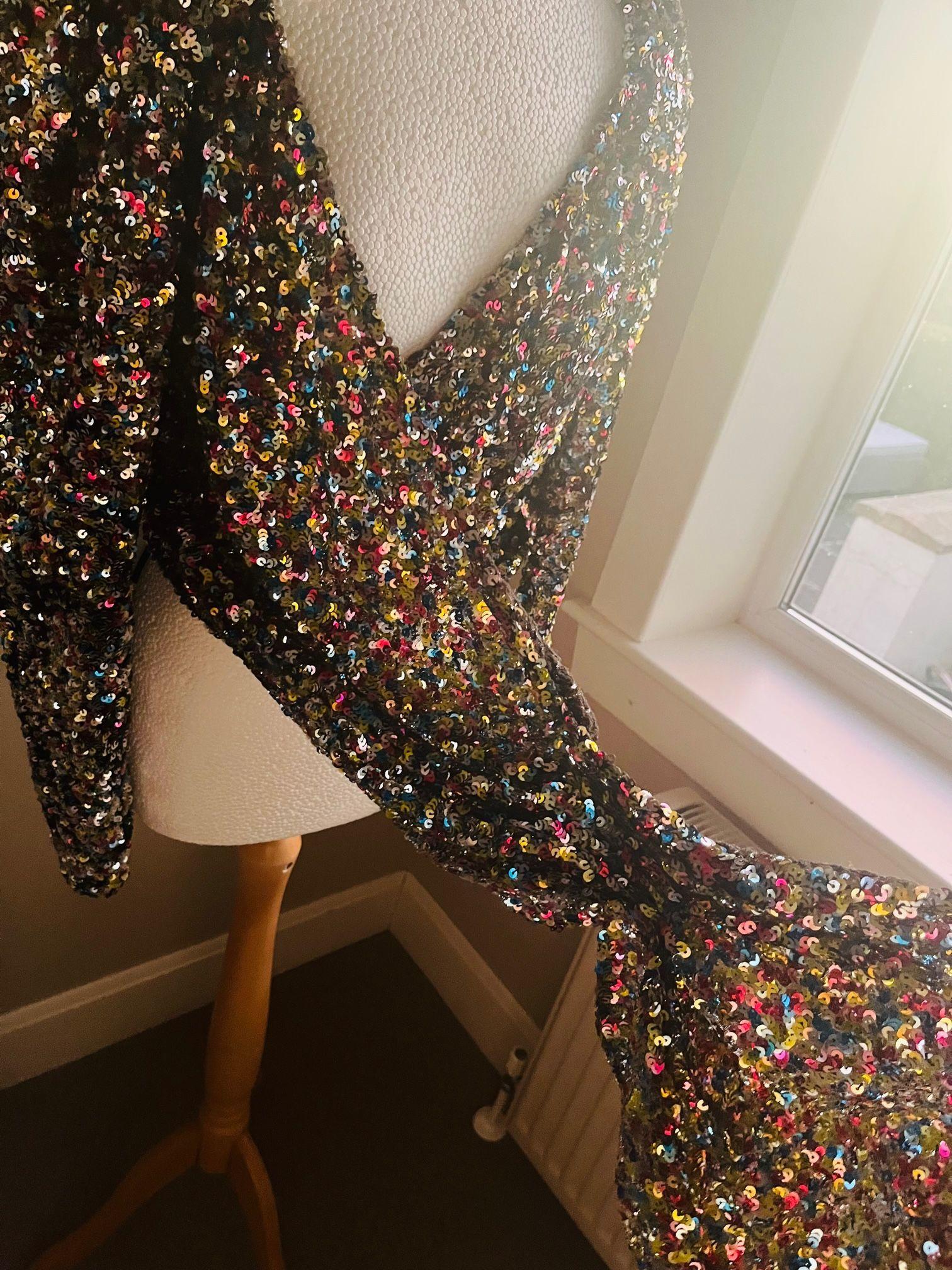 The Attico Multicoloured Sequin Wrap Top