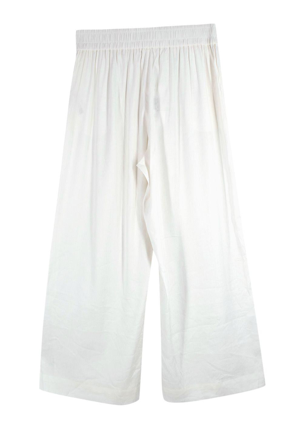 Frame White Linen Wide Leg Trousers