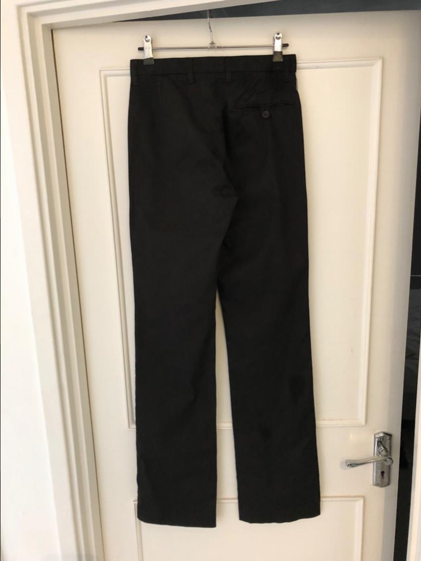 Joseph black cotton blend trousers with silver piping trim