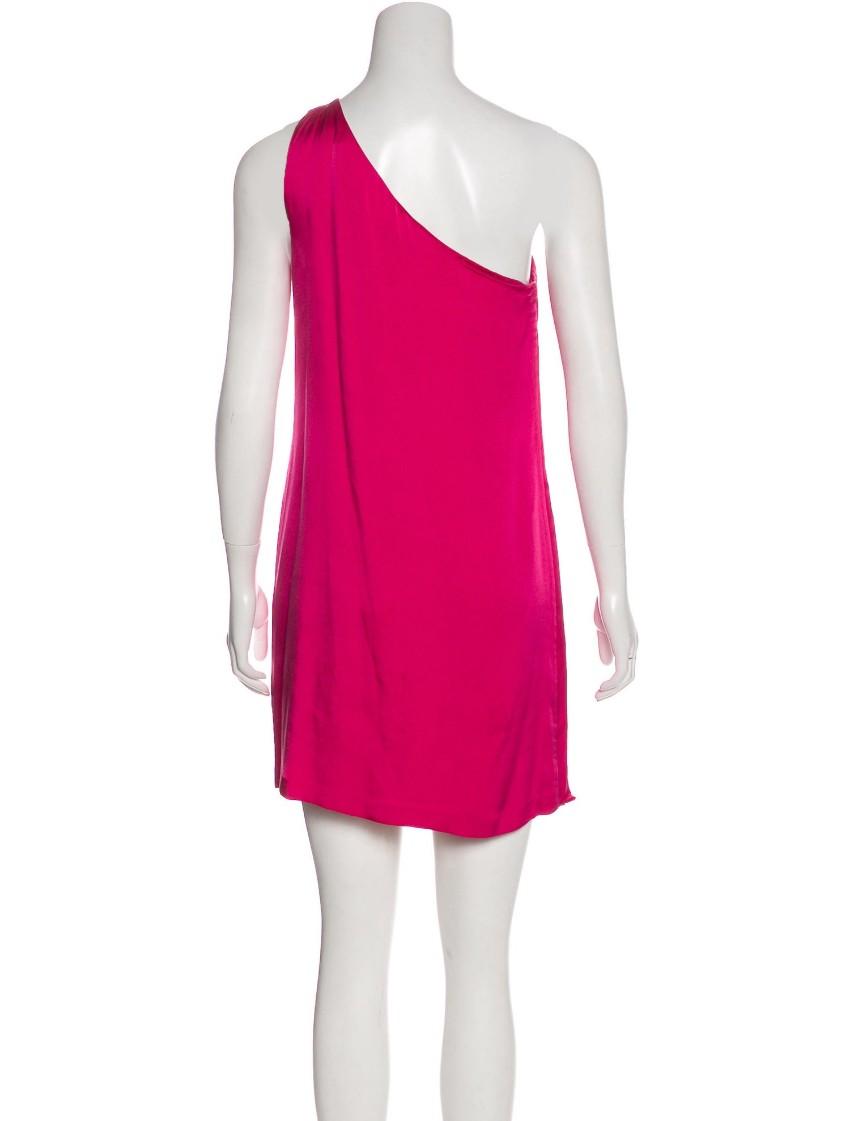 Halston Pink Silk One Shoulder Dress