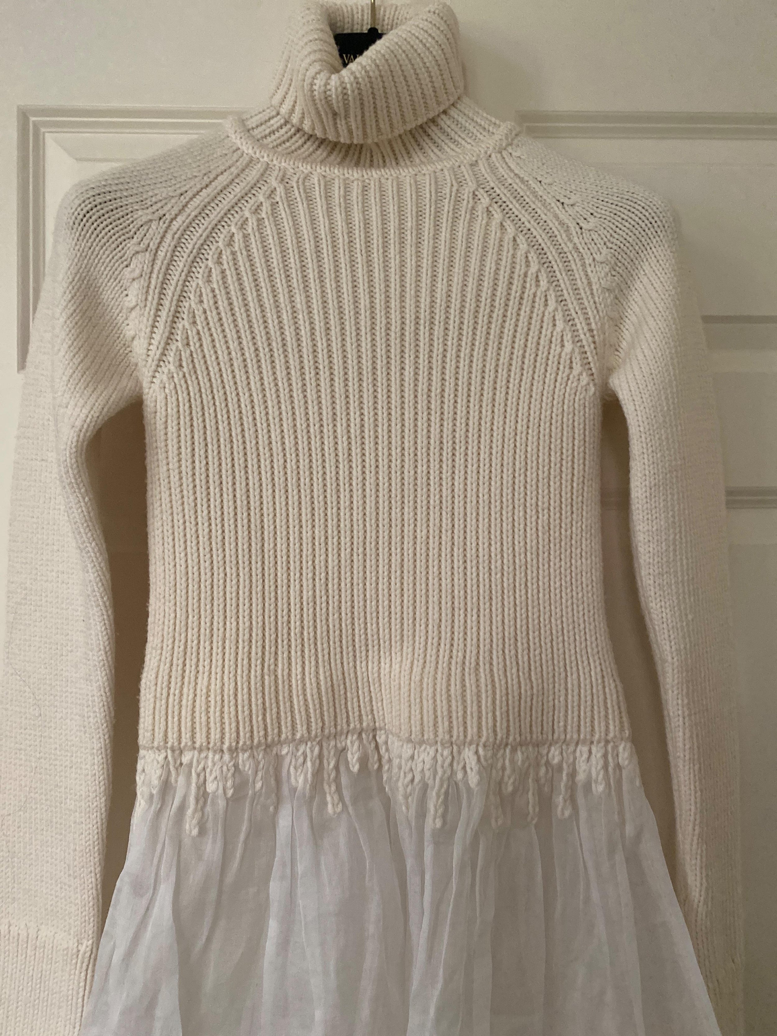 Loewe Cream Knit and Organza Midi Dress