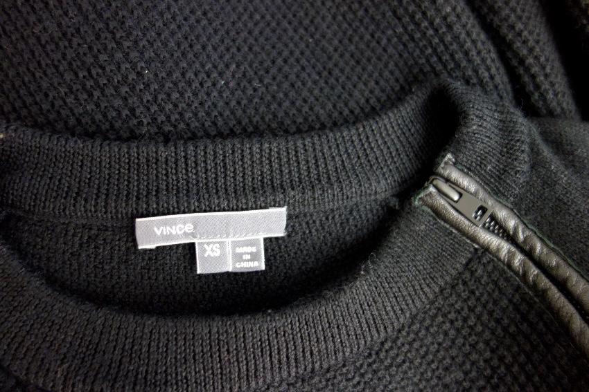 Vince Leather Trim Knit Jumper