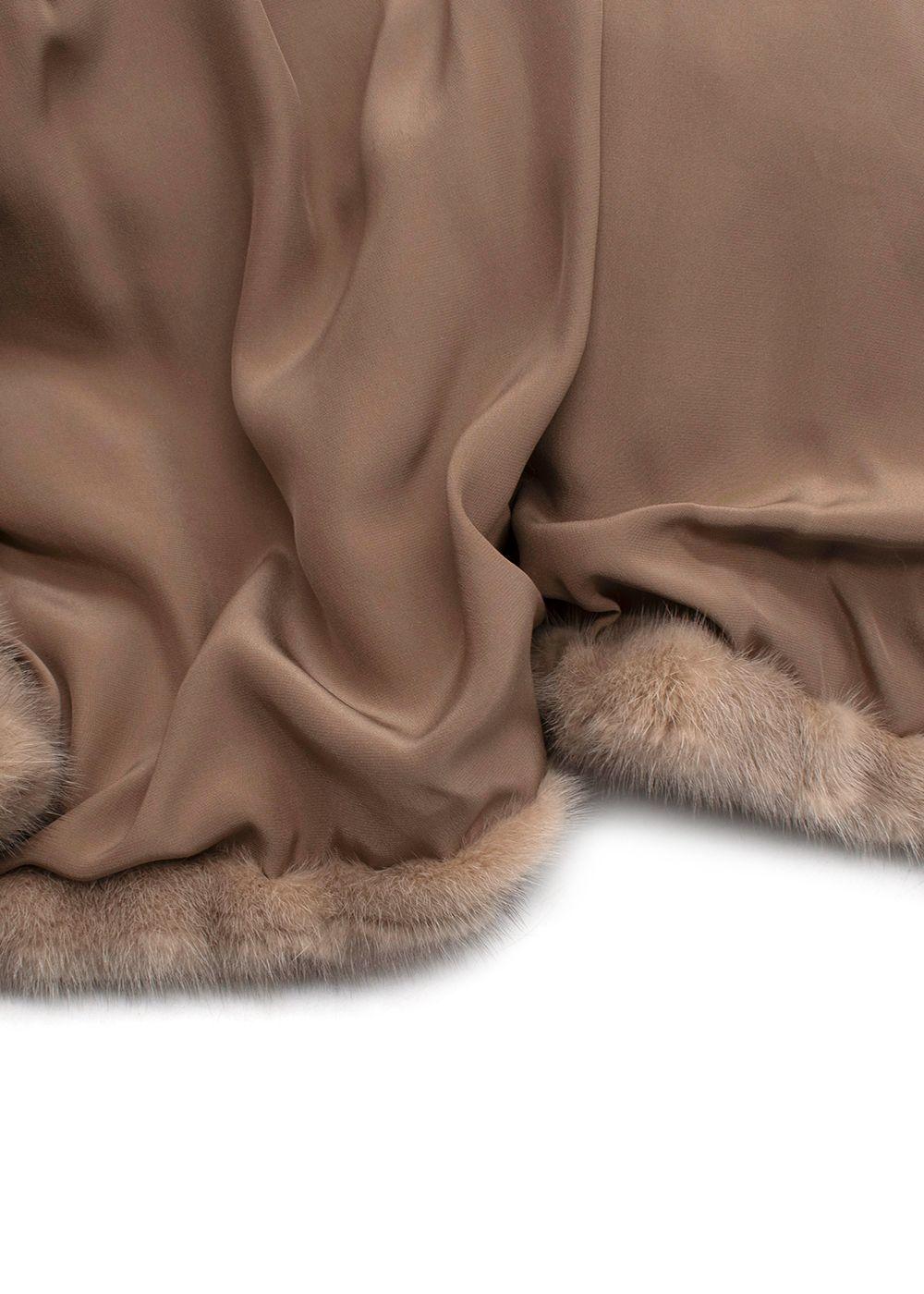 Jos Beige Fine Quality Mink Hooded Fur Coat