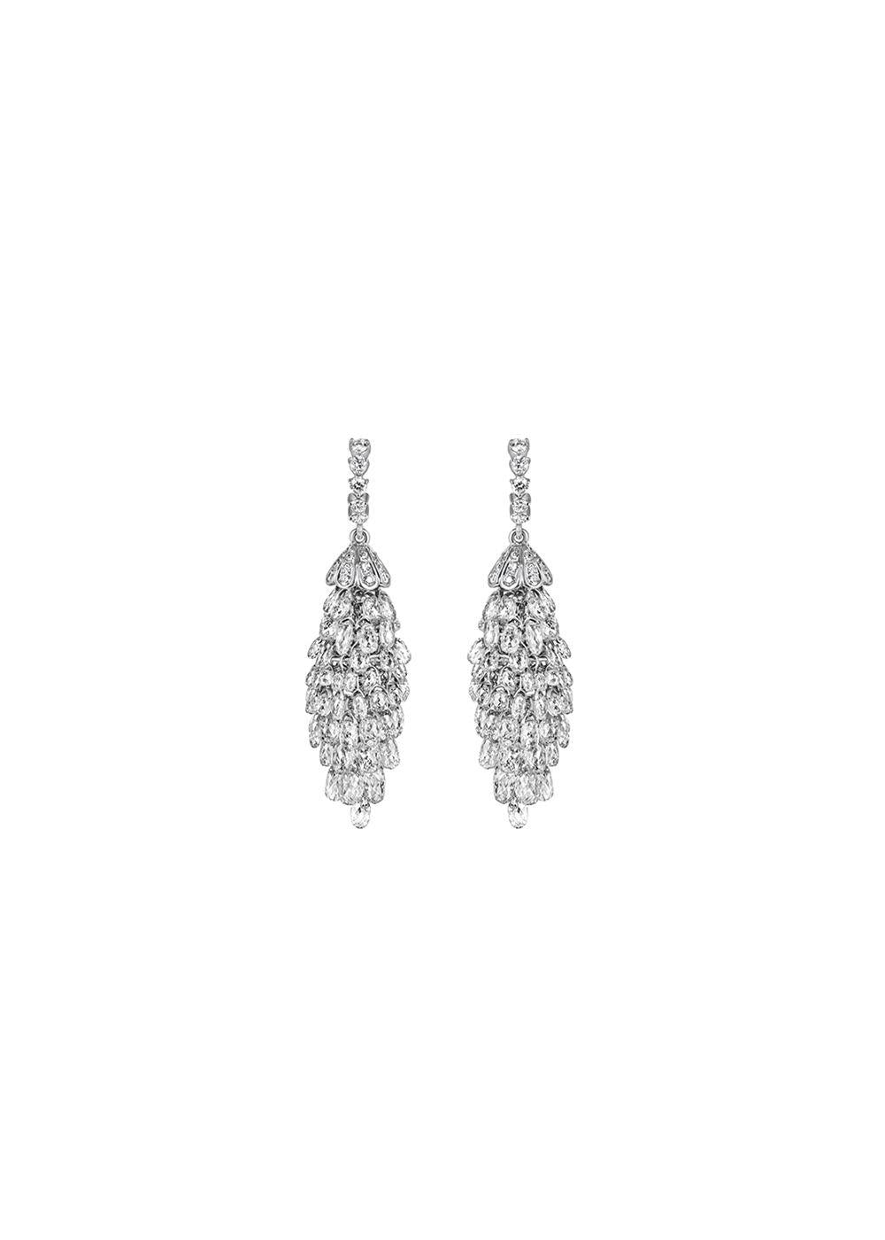 18ct white gold & white diamond Briolette chandelier earrings