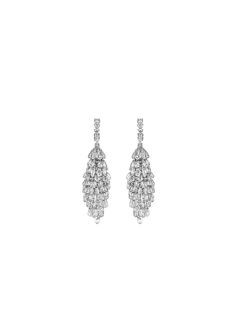 18ct white gold & white diamond Briolette chandelier earrings