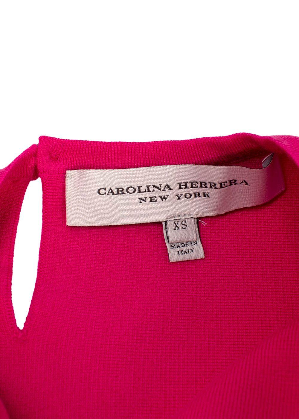 Carolina Herrera Hot Pink Wool Blend Flared Sleeve Top