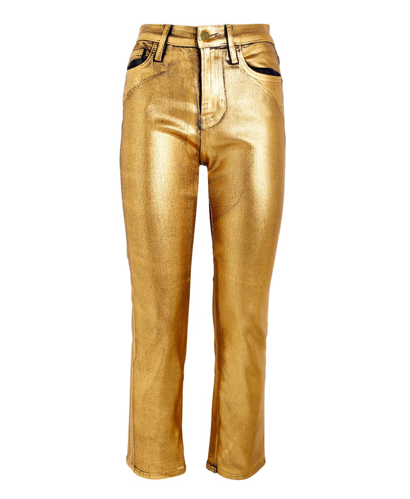 Frame Le Crop Mini Cropped Metallic Coated High-Rise Bootcut Jeans