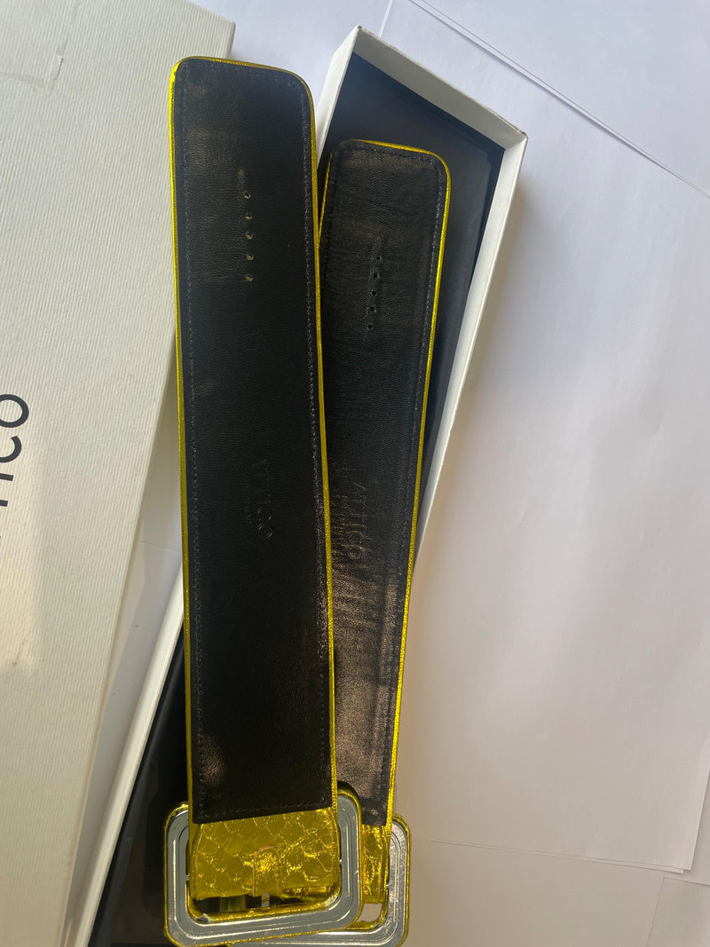 The Attico Metallic Gold Croc Embossed Belt