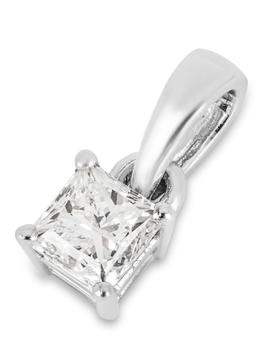 Princess Cut White Gold Pendant