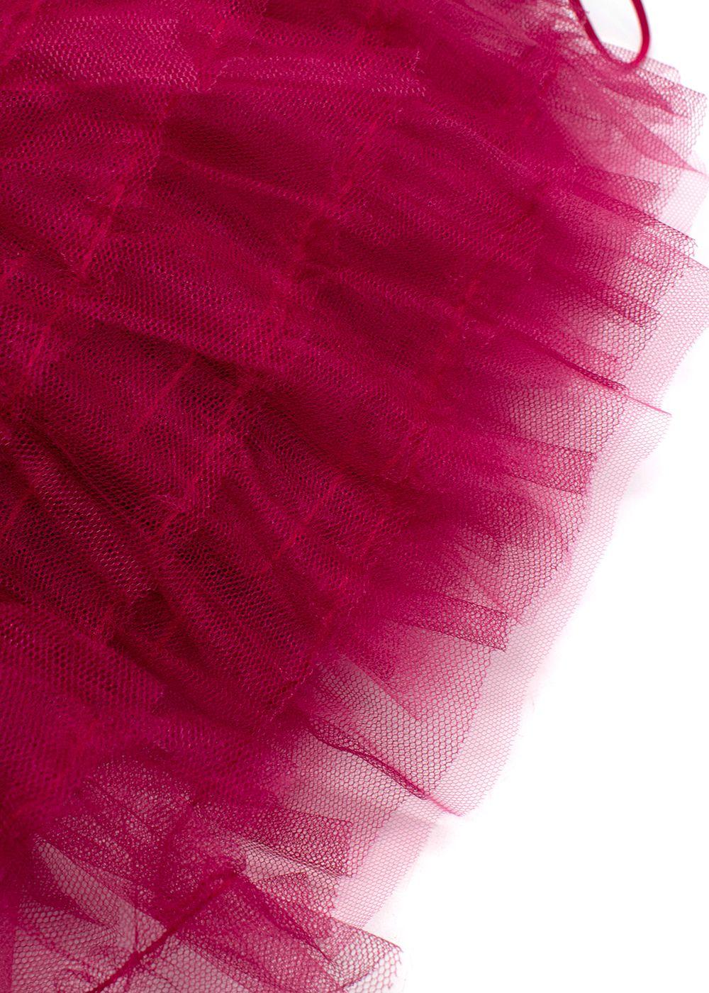 Christian Dior Raspberry Ruffled Tulle Midi Skirt