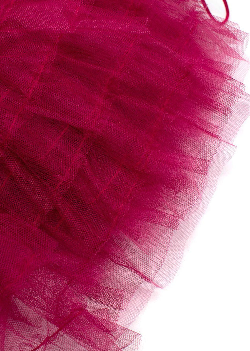 Christian Dior Raspberry Ruffled Tulle Midi Skirt