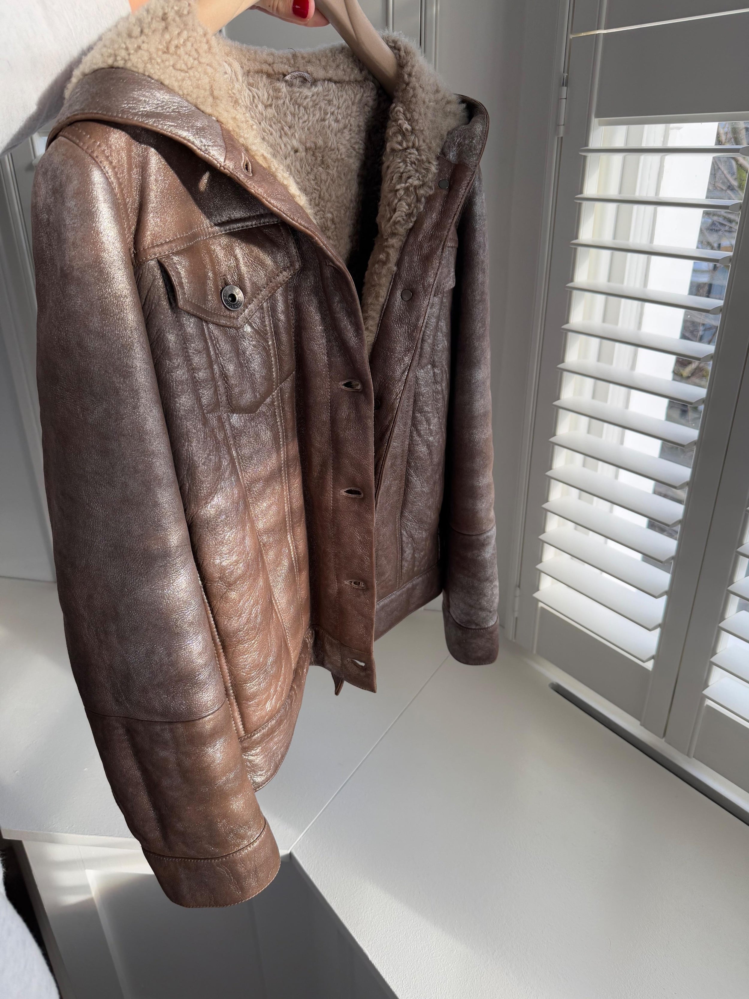 Brunello Cucinelli Metallic Brown Suede Jacket