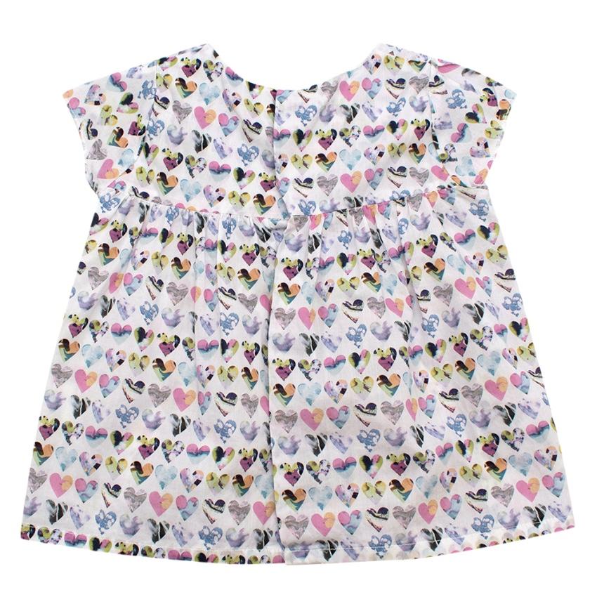 Fleurisse White Heart Print Cotton Smocking Embroidery Dress