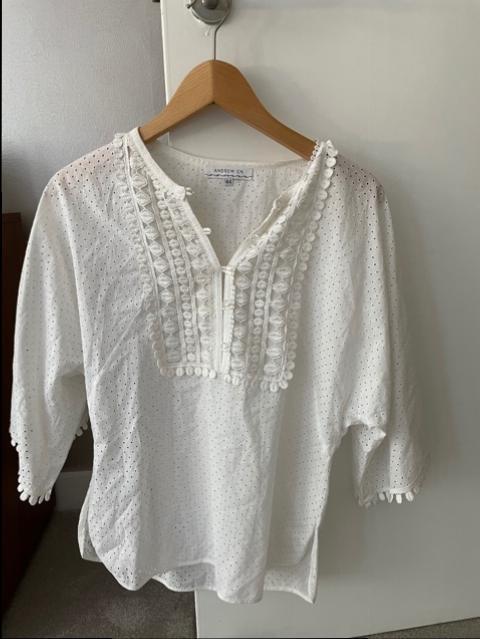 Andrew GN Broderie Anglaise White Blouse