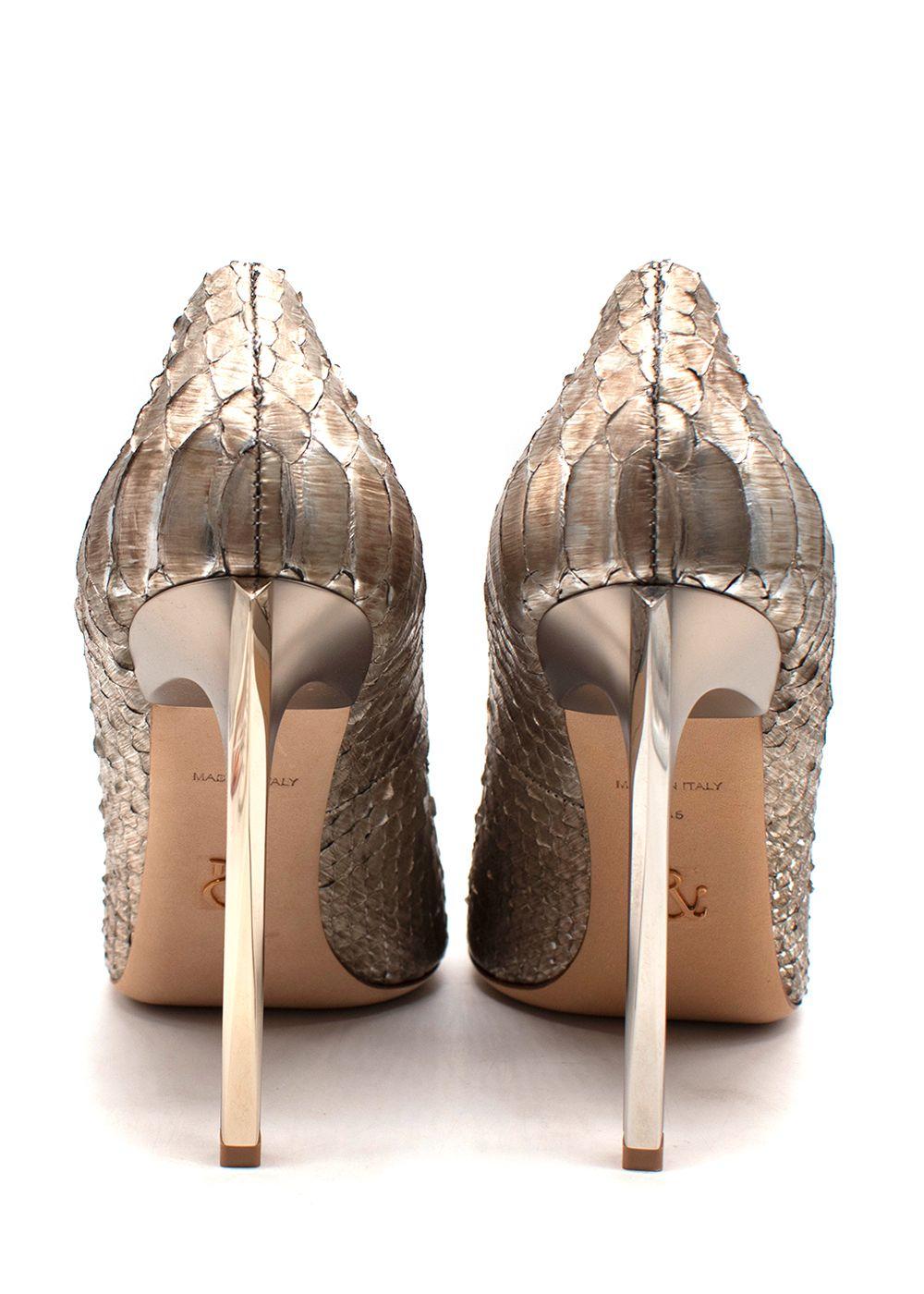 Ralph & Russo Gold Antique Python Leather Heels