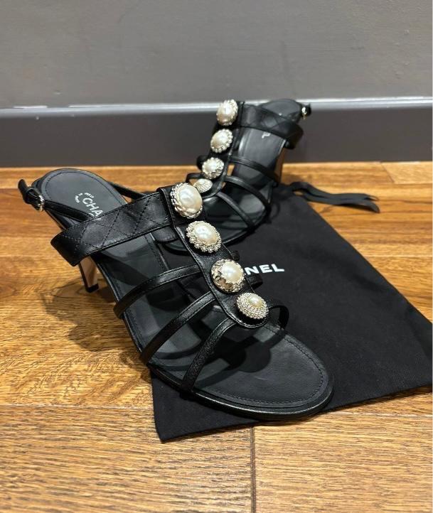 Chanel Faux Pearl Embellished Sandals