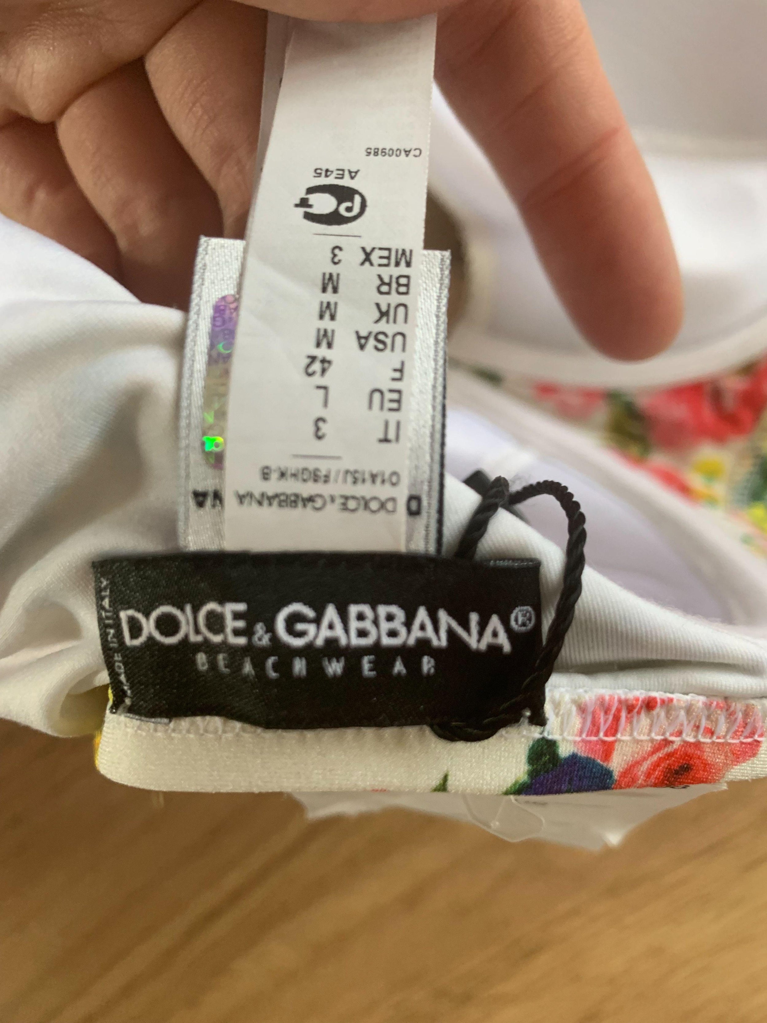 Dolce & Gabbana White Floral Bikini Top