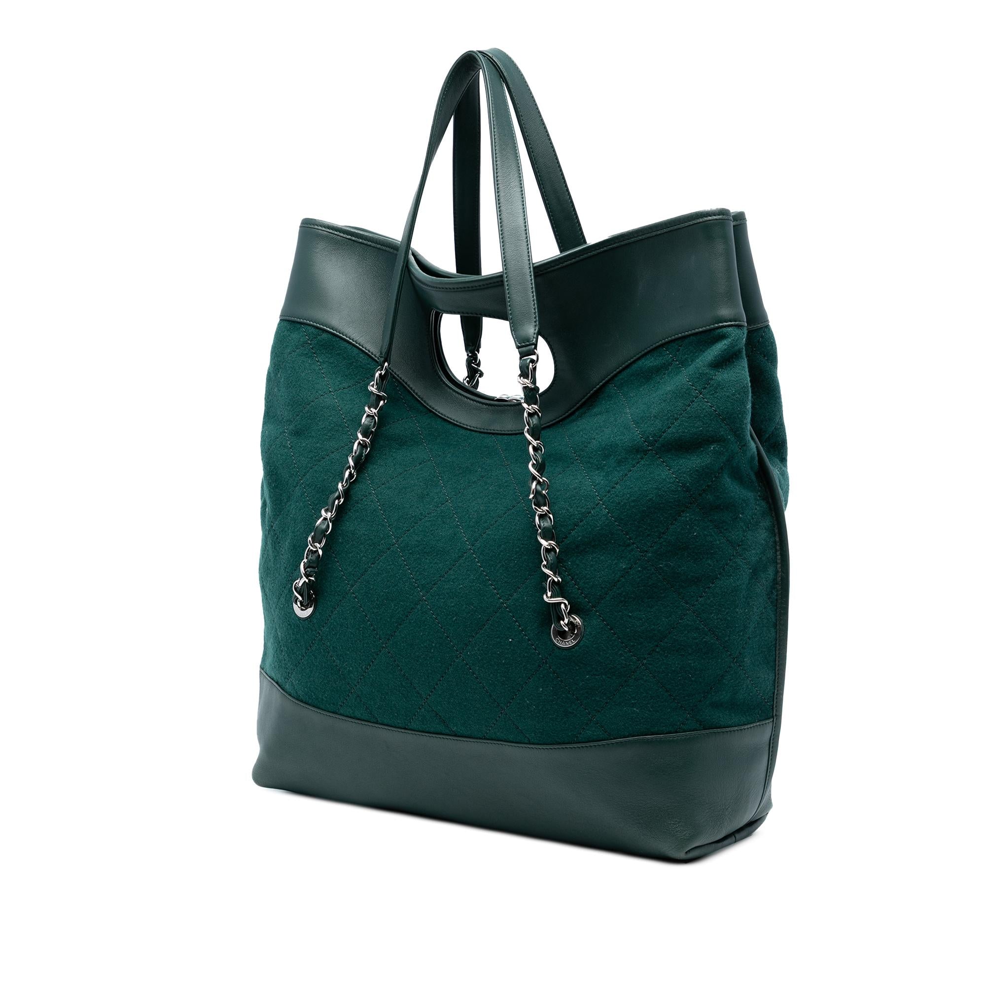 Chanel Extra Large Stitched Wool and Calfskin 31 Shopping BagChanel Green