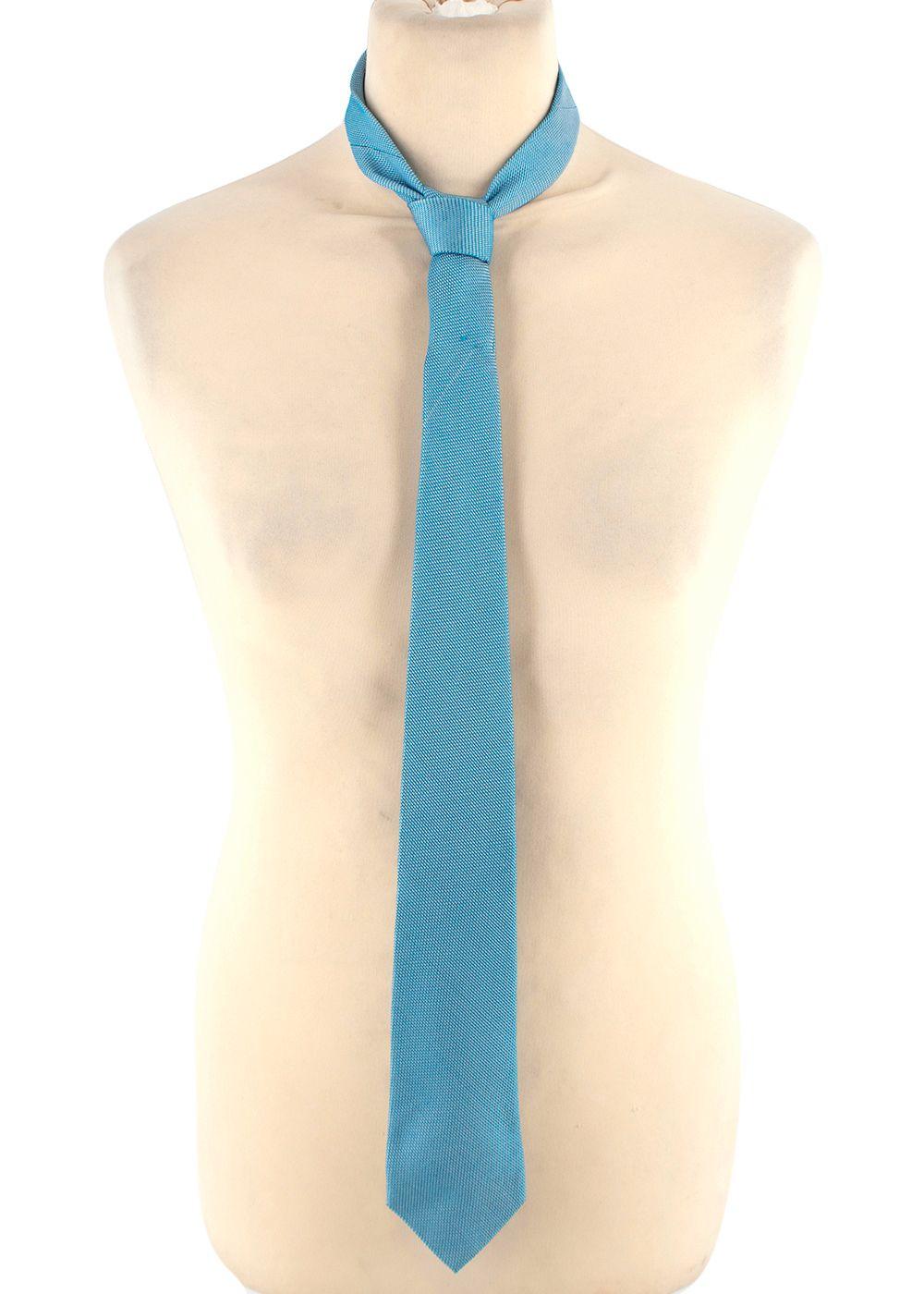 Blue & White Woven Silk Tie