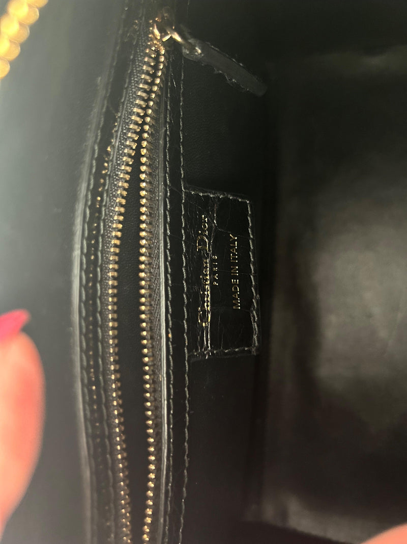Dior Medium Lady Dior Black Alligator Bag