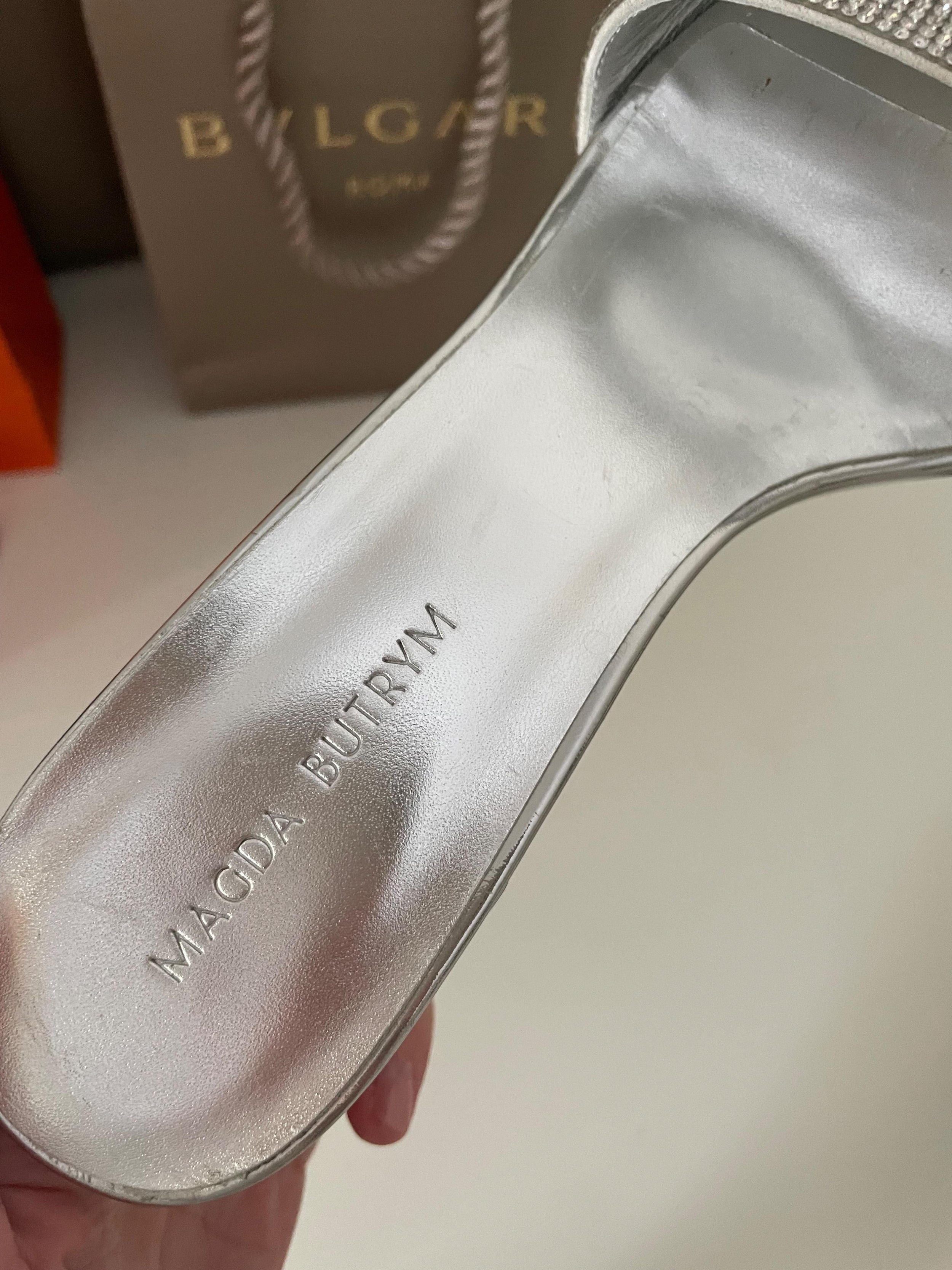 Magda Butrym Silver Embellished Heeled Mules