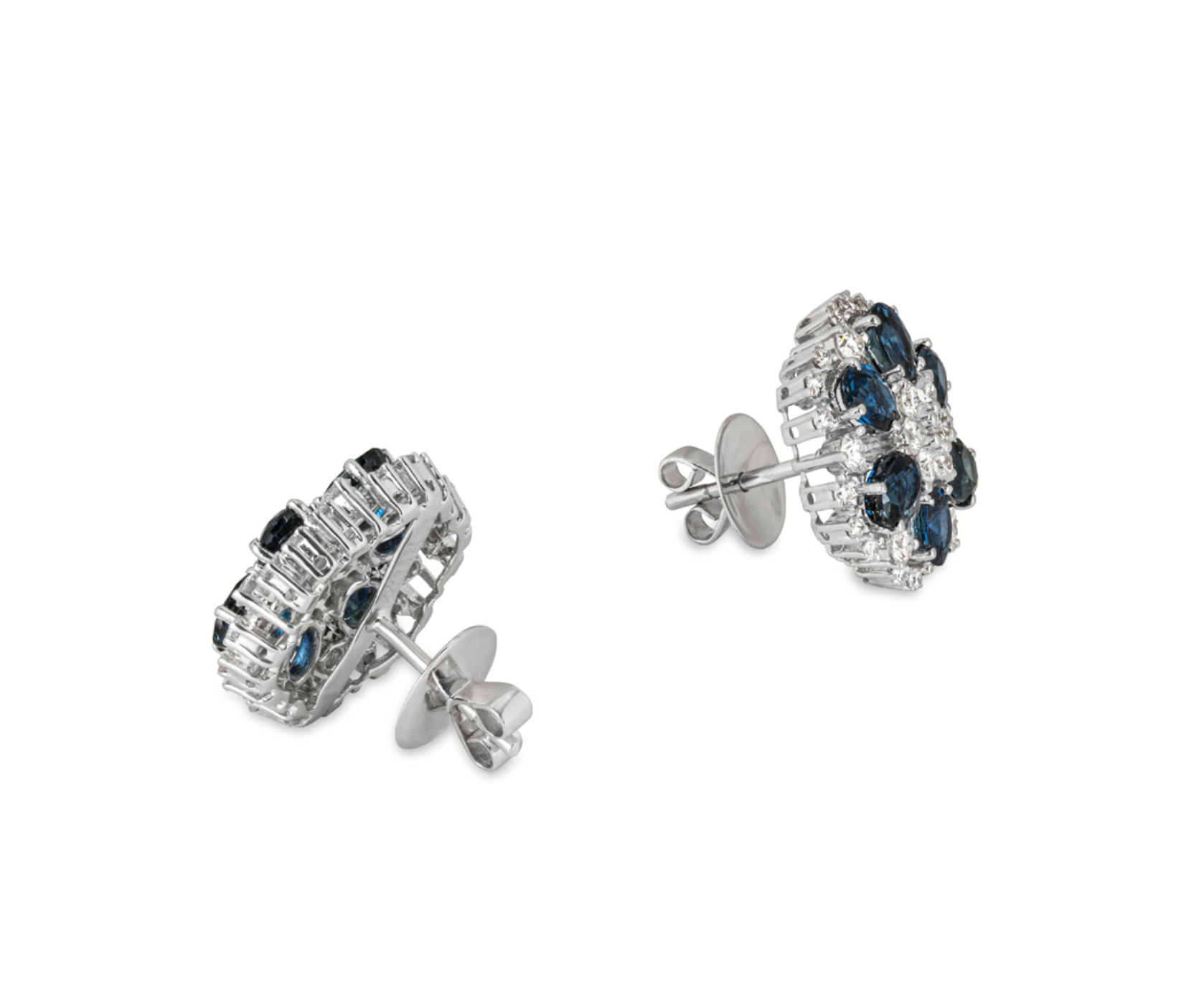 18ct white, diamond & sapphire stud earrings