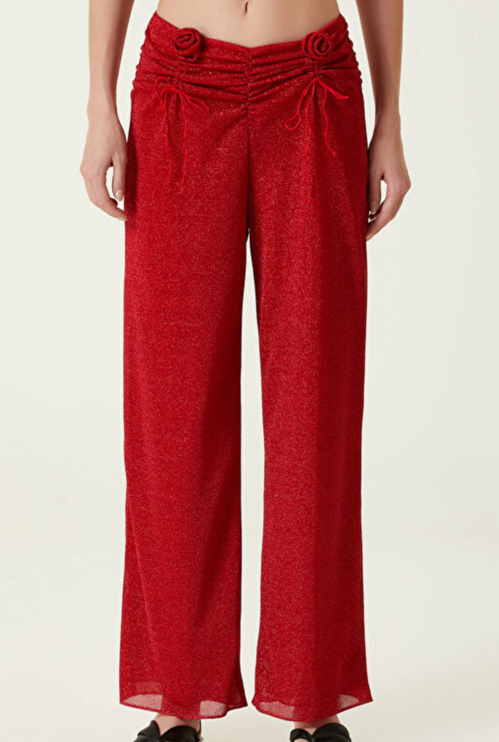 Oseree Red Roses Red Beach Pants