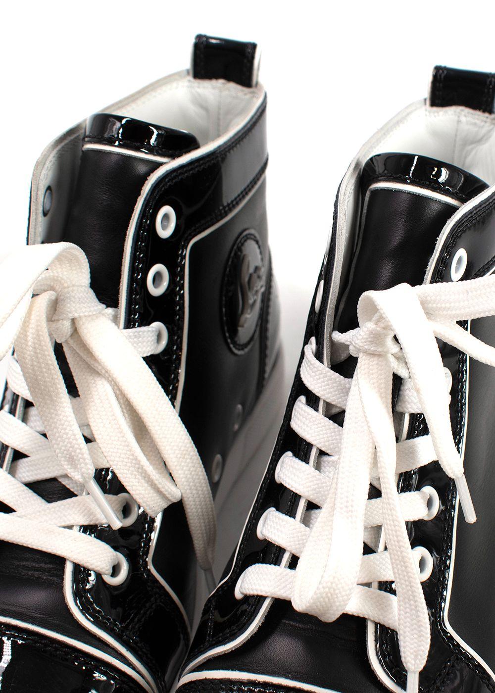 Christian Louboutin Black Patent Leather Fun Louis High top Sneakers