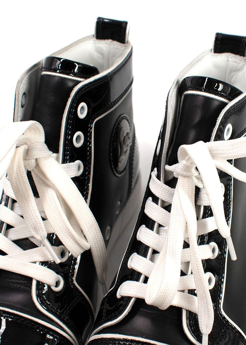 Christian Louboutin Black Patent Leather Fun Louis High top Sneakers
