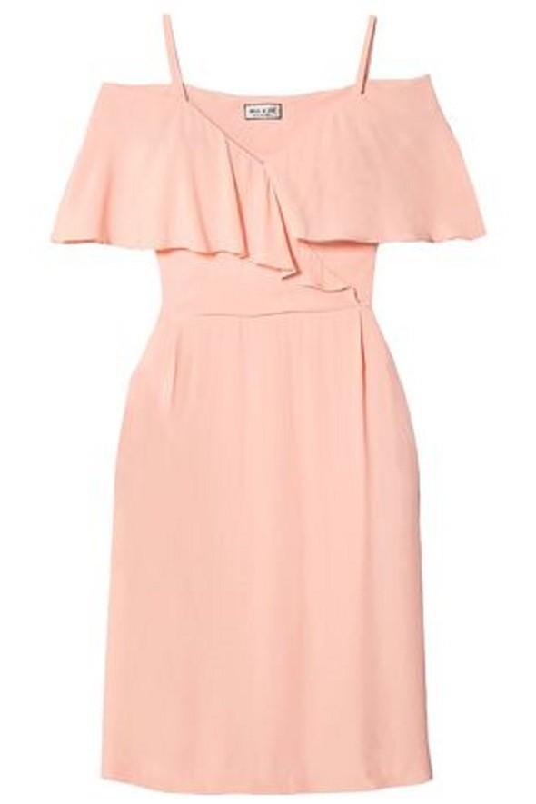 Paul & Joe Severiny Cold-Shoulder Pink Crepe de Chine Dress