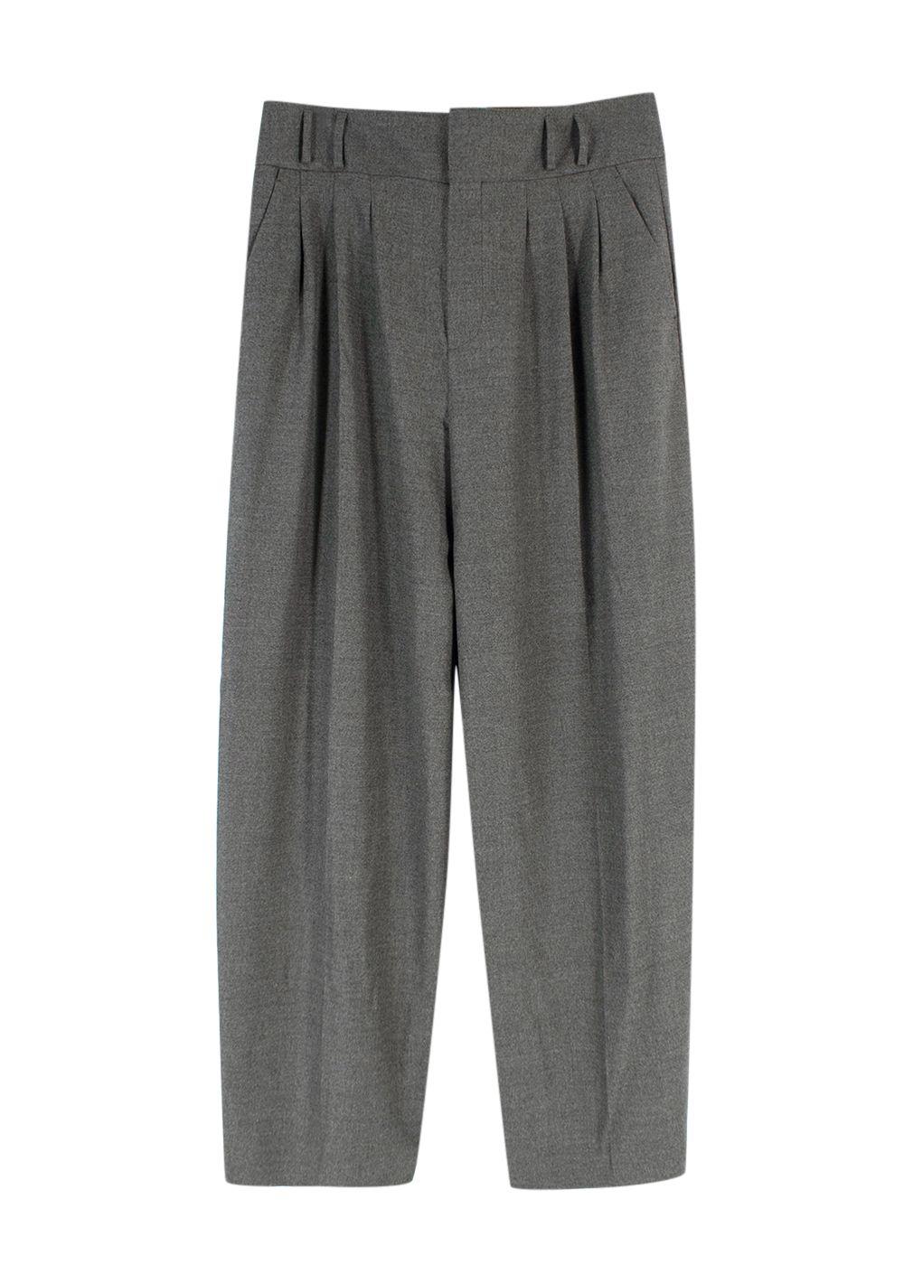 Altuzarra Grey High-Rise Wool-Blend Wide-Leg Trousers