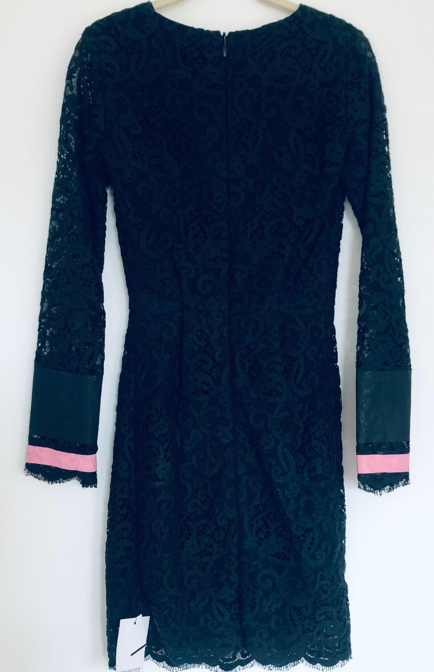MSGM Black Lace Long-Sleeve Dress