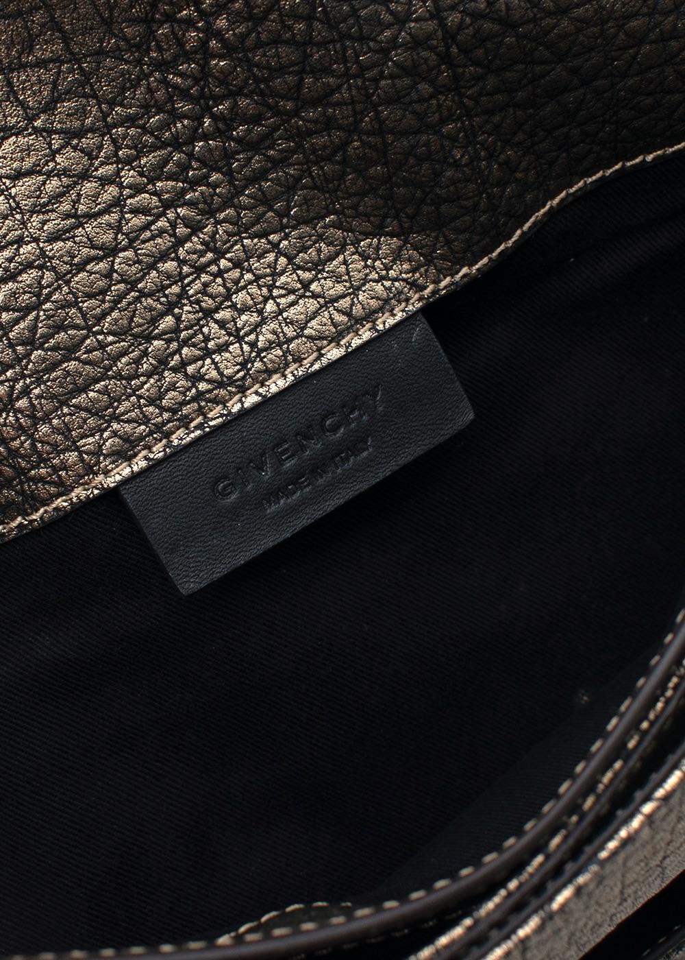 Gold Metallic Embossed Leather Clutch Bag