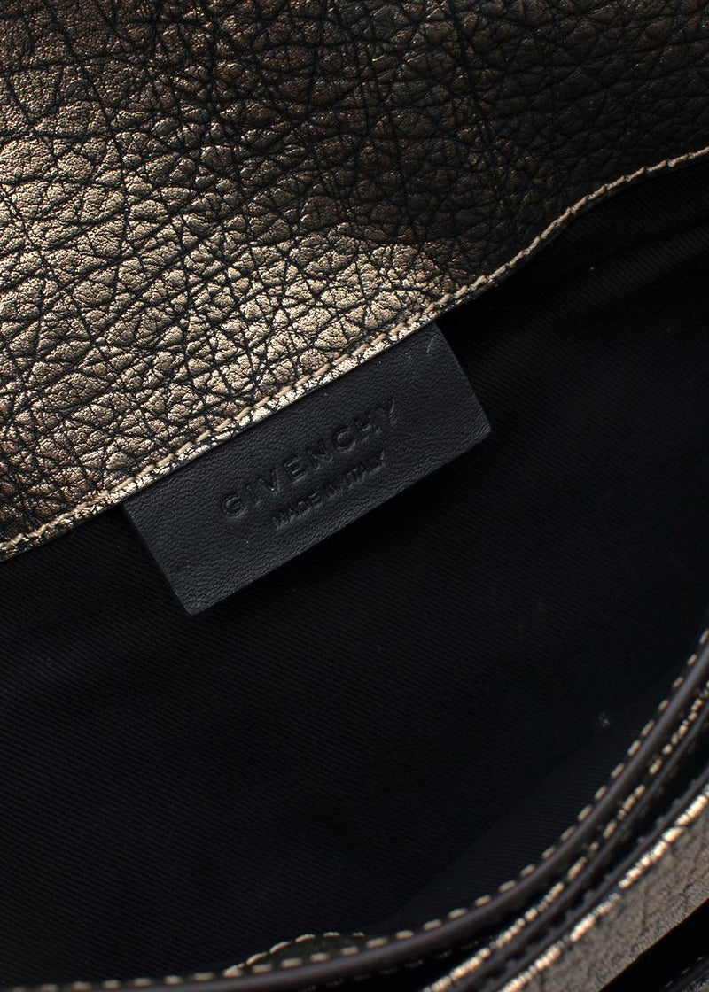 Gold Metallic Embossed Leather Clutch Bag