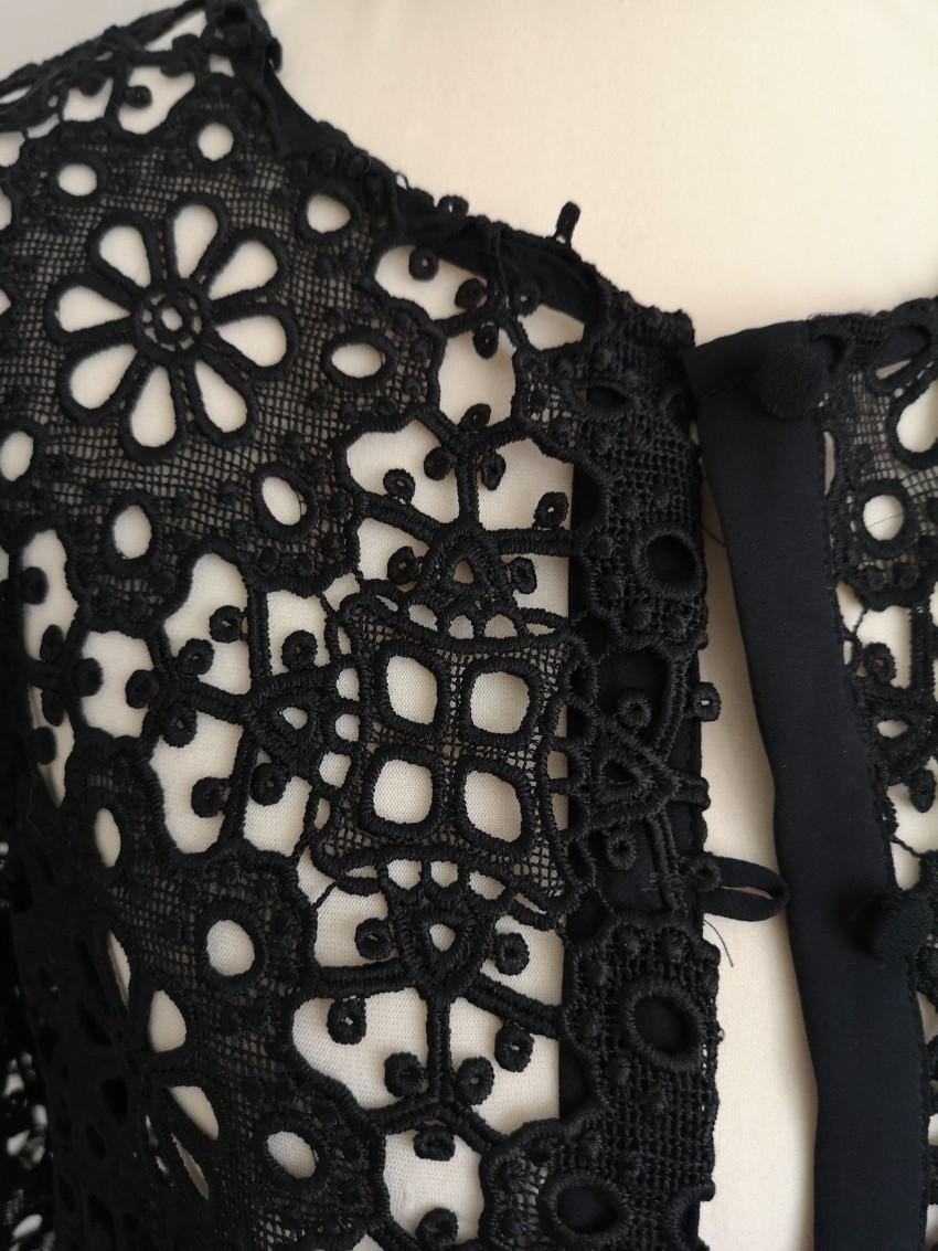 Claudie Pierlot Black Lace Ruffle Jacket