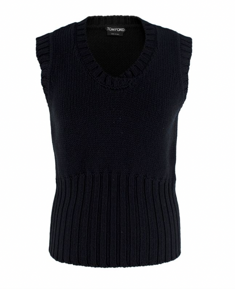 Tom Ford Black Wool Knitted Vest