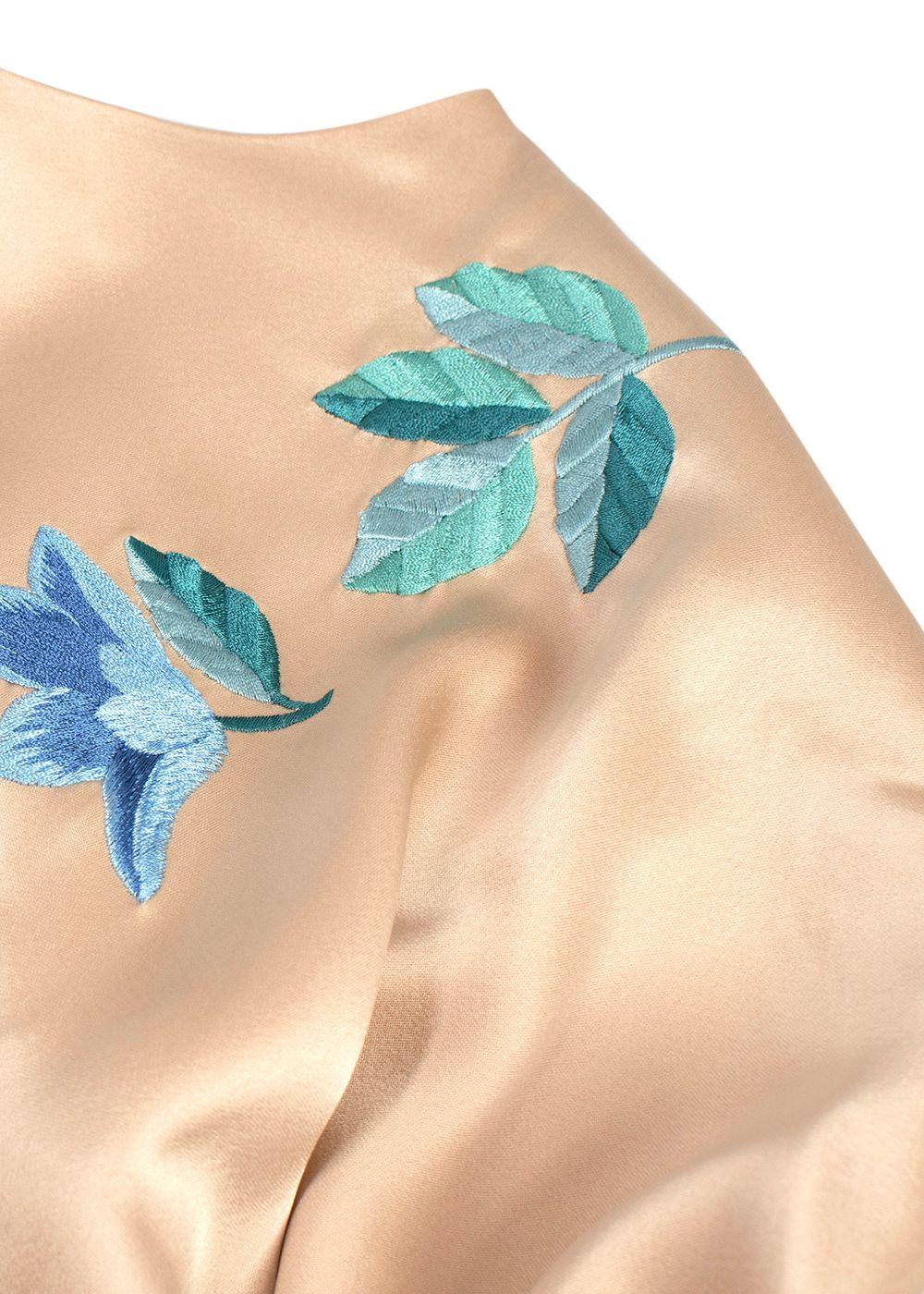 Elegant Embroidery Gold Satin Embroidered Kaftan