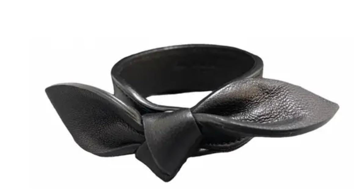 Saint Laurent Black Leather Bow Bracelet