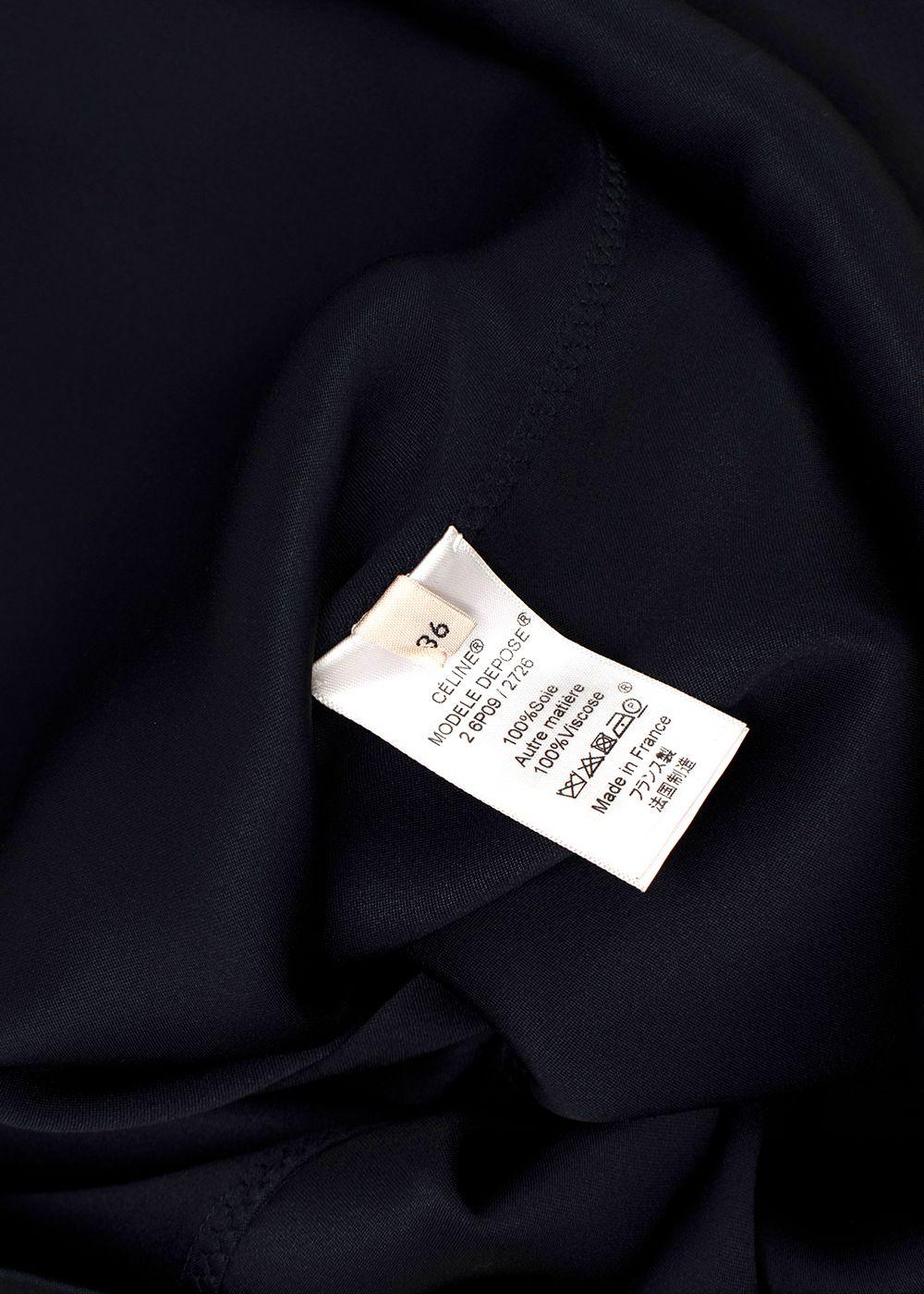 Celine Black Silk Contrast-lapel Mini Dress