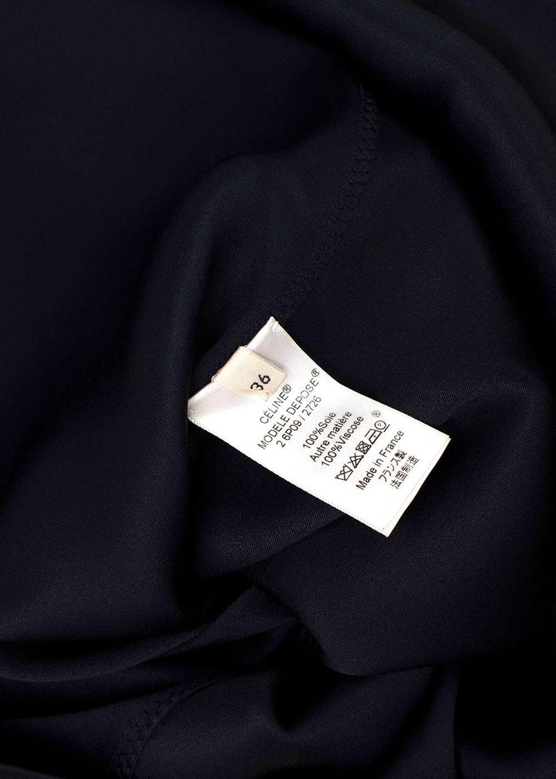 Celine Black Silk Contrast-lapel Mini Dress