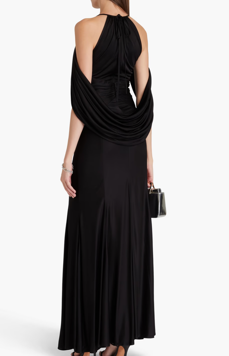 Huishan Zhang Bernice Draped Satin-Jersey Gown