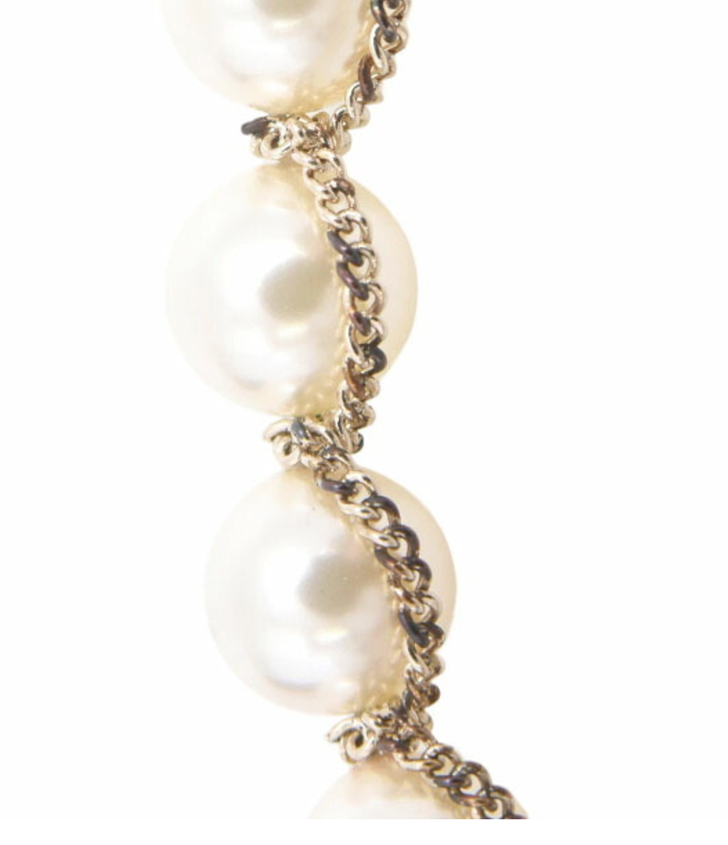 Chanel CC Logo Faux Pearl Bracelet